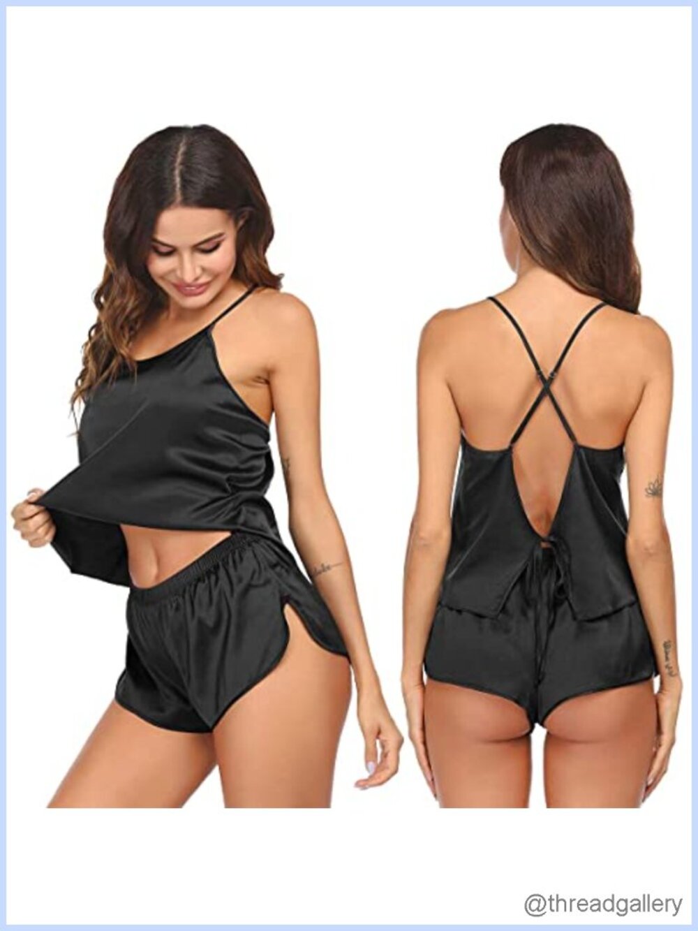 Silk Satin Pajama Set Cami Top & Shorts Sleepwear